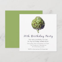 Elegant Green Artichoke BIrthday Einladung