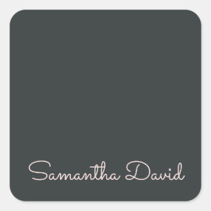 Elegant Green Beige personalisiert Quadratischer Aufkleber