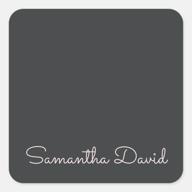 Elegant Green Beige personalisiert Quadratischer Aufkleber (Vorderseite)