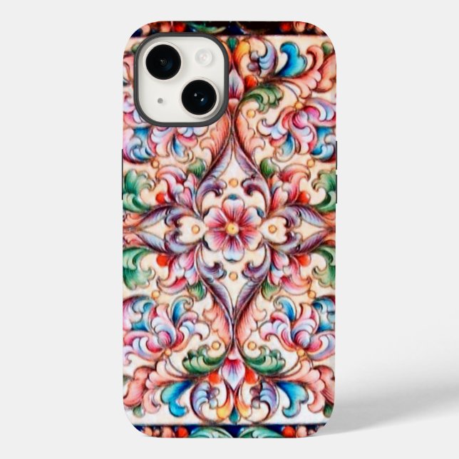 ELEGANT GREEN BLUE PINK RED FLORAL FANTASY Case-Mate iPhone 14 HÜLLE (Rückseite)