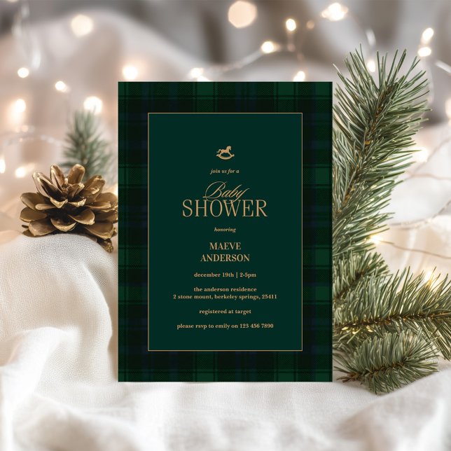 Elegant Green blue tartan Plaid Invitation Einladung (Von Creator hochgeladen)