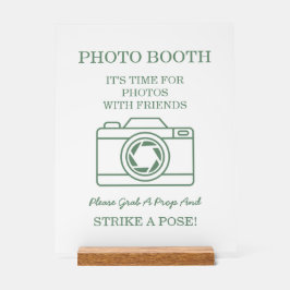 Elegant Green Botanical Wreath Wedding Photo Booth Acrylschild