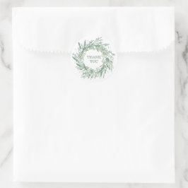 Elegant Green Botanical Wreath Wedding Runder Aufkleber