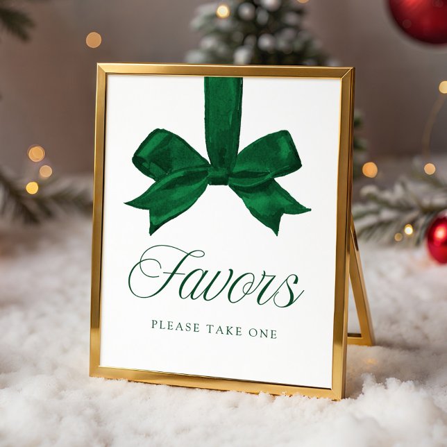 Elegant Green Bow Baby Shower Favors Sign Poster (Von Creator hochgeladen)