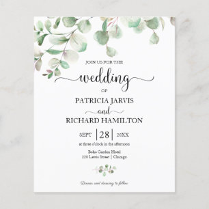 Elegant Green Budget Hochzeit Einladung