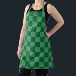 Elegant Green Checkerboard Design Schürze<br><div class="desc">A green and dark green checkerboard pattern fills the image,  creating a sense of symmetry and balance. The design is simple and has a calming effect.</div>
