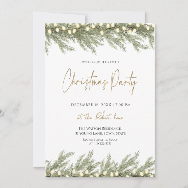 Elegant Green Christmas Party  Invitation Einladung (Vorderseite)