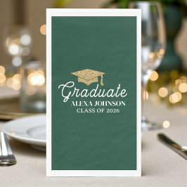 Elegant Green Class Of 2026 Graduation Serviette