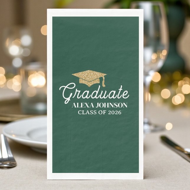 Elegant Green Class Of 2026 Graduation Serviette (Von Creator hochgeladen)