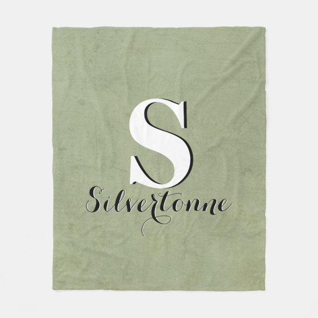 Elegant Green Family Name Monogram Fleecedecke (Vorderseite)