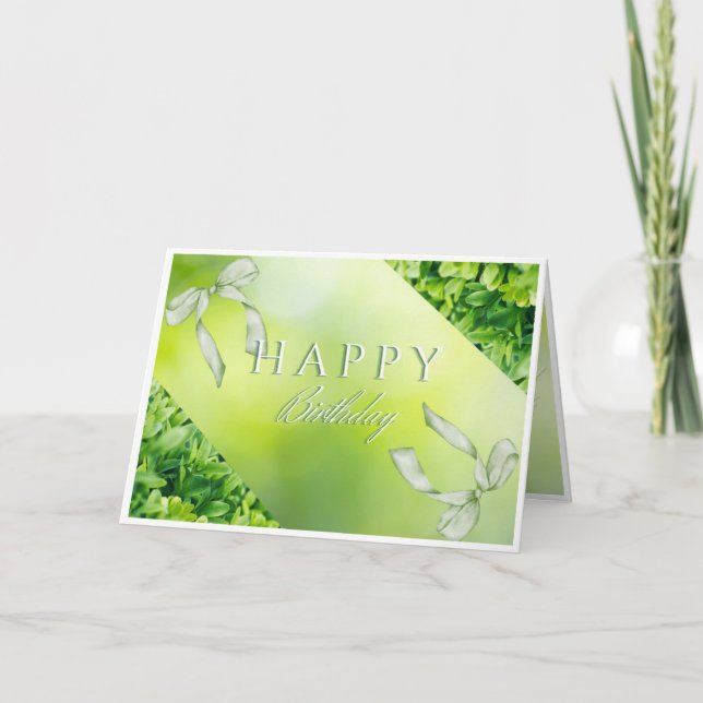 Elégant Green Floral Bonne carte d'anniversaire (Devant)