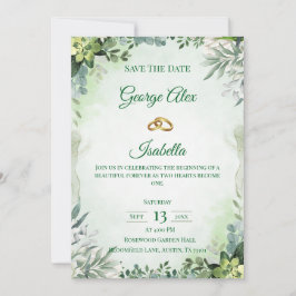 Elegant Green Floral Save the Date Hochzeit