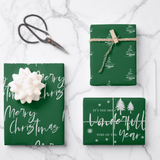 Elegant Green Frohe Weihnachtsgeschenk Geschenkpapier Set