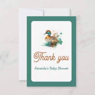 Elegant Green Gerahmt Mallard Duck Baby Shower Dankeskarte