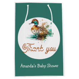 Elegant Green Gerahmt Mallard Duck Baby Shower Mittlere Geschenktüte