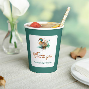 Elegant Green Gerahmt Mallard Duck Baby Shower Pappbecher