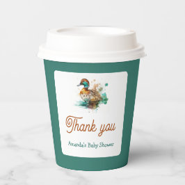 Elegant Green Gerahmt Mallard Duck Baby Shower Pappbecher