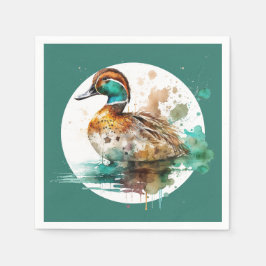 Elegant Green Gerahmt Mallard Duck Baby Shower Serviette