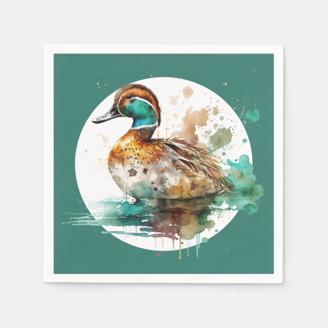 Elegant Green Gerahmt Mallard Duck Baby Shower Serviette (Vorderseite)