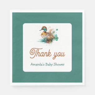 Elegant Green Gerahmt Mallard Duck Baby Shower Serviette