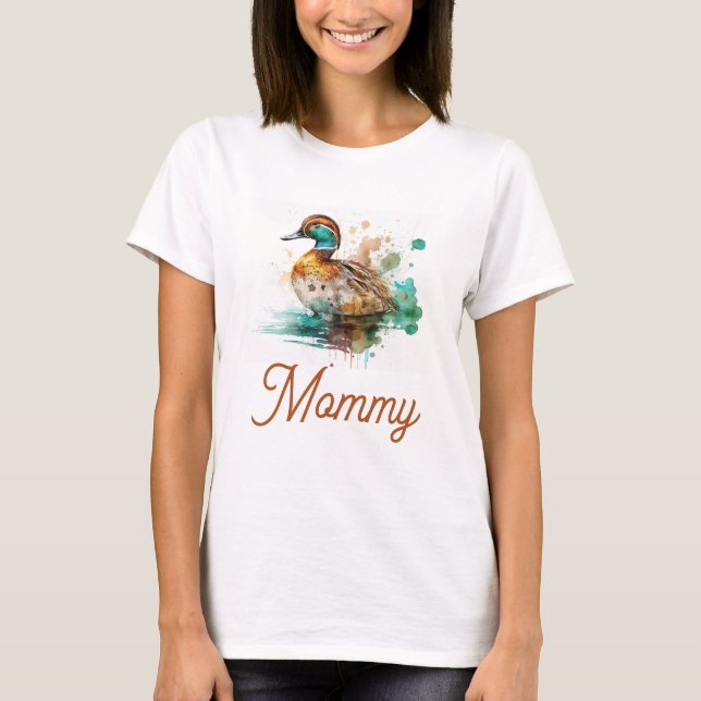 Elegant Green Gerahmt Mallard Duck Baby Shower T-Shirt (Vorderseite)