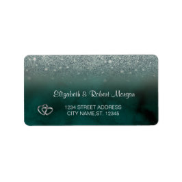 Elegant Green Glitzer Bokeh Green Wedding Adressaufkleber