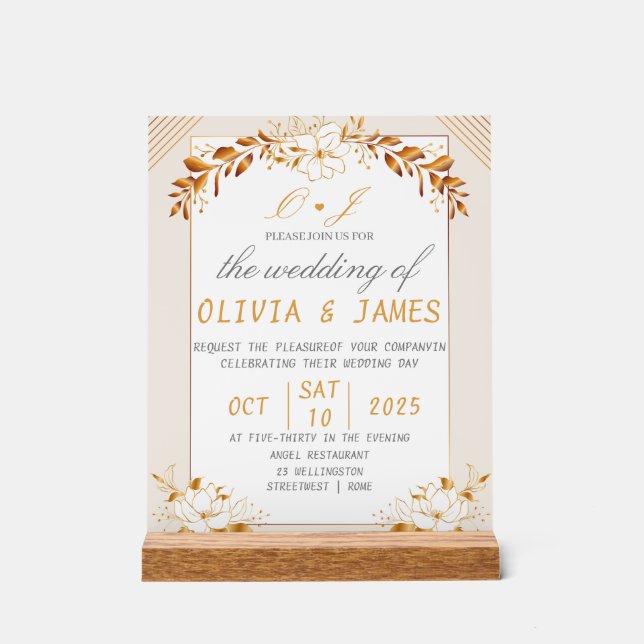 Elegant Green & Gold Acrylic Welcome Sign (Recto)