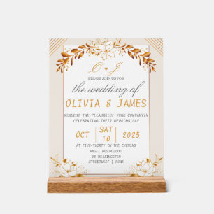 Elegant Green & Gold Acrylic Welcome Sign Acrylschild