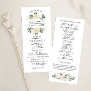 Elegant Green Gold Blumengrün Wreath Wedding Programm