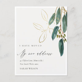 Elegant Green Gold Eucalyptus Branch I übertragen Postkarte