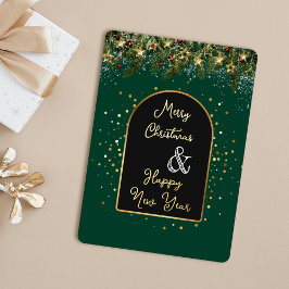 Elegant Green Gold Foil Christmas New Year  Folien Feiertagskarte