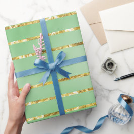 Elegant Green Gold Frohe Weihnachten Geschenkpapier