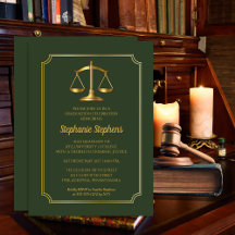 Elegant Green | Gold Law Attorney Graduation Party