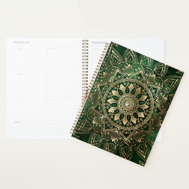 Elegant Green Gold Mandala Planer (Anzeige)