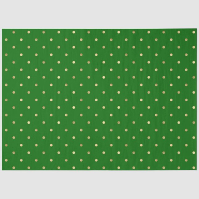 Elegant Green Gold Polka Dots Seidenpapier (Vorderseite)