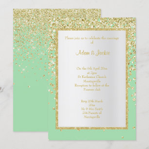 ELEGANT GREEN GOLD SPARKLE WEDING CUSTOM EINLADUNG
