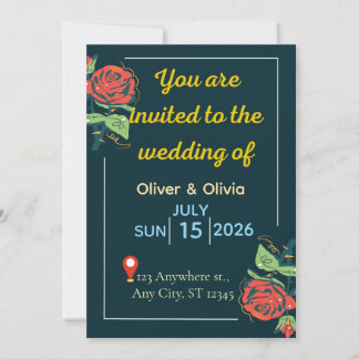 Elegant Green & Gold Wedding Invitation Einladung