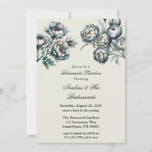 Elegant Green & Gray Bouquet Bridesmaids Luncheoen Einladung