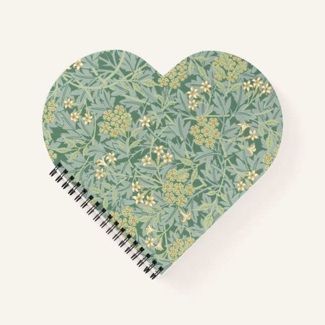 Elegant Green Jasmine Floral Pattern Notizbuch (Vorderseite)