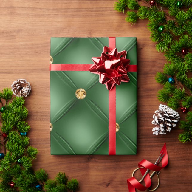 Elegant Green Jewels Bling Sparkle Chic Geschenkpapier (Feiertagsgeschenk)