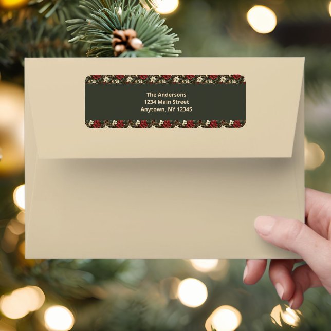 Elegant Green Kariert Red Poinsettias Christmas La (Von Creator hochgeladen)