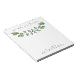 Elegant Green Leaf Company Name Notepad Notizblock
