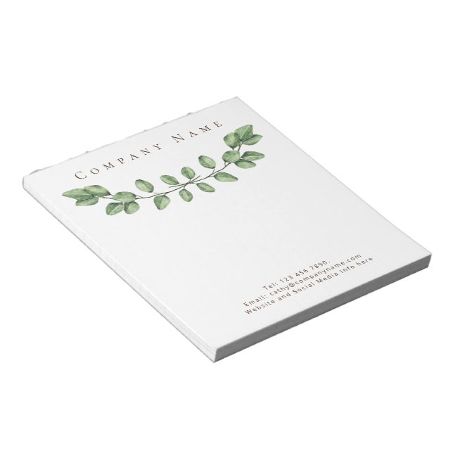 Elegant Green Leaf Company Name Notepad Notizblock (angewinkelt)