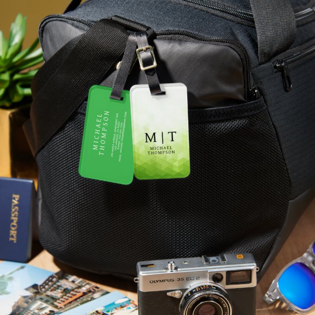 Elegant Green Light geometric Background Gepäckanhänger (Vorderseite & Rückseite)