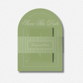 Elegant Green Lines Wedding Einladungsbanderole