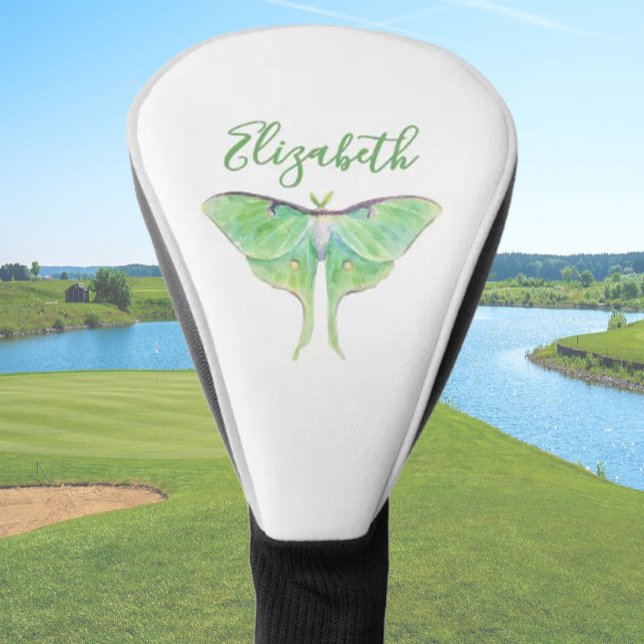 Elegant Green Luna Moth Personalisiert Ladys White Golf Headcover (Von Creator hochgeladen)