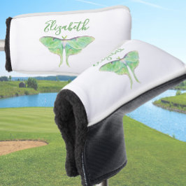 Elegant Green Luna Moth Personalisiert Ladys White Golf Headcover