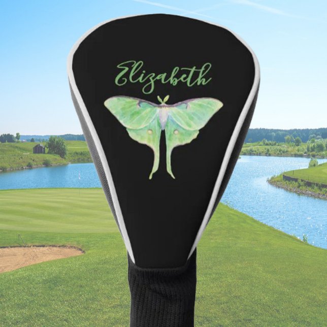 Elegant Green Luna Moth Personalisierte Ladys Blac Golf Headcover (Von Creator hochgeladen)
