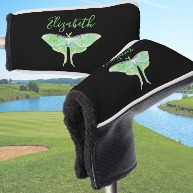 Elegant Green Luna Moth Personalisierte Ladys Blac Golf Headcover (Von Creator hochgeladen)