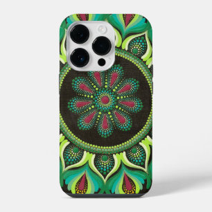 Elegant Green Mandala   Bohemisch Zen Minimalistis iPhone 14 Pro Hülle